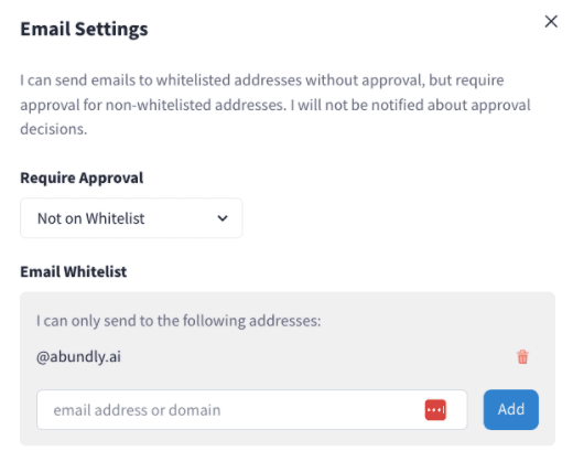 Email whitelist