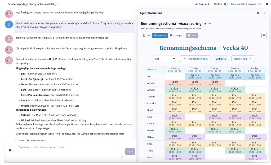 Dynamic app created by an agent