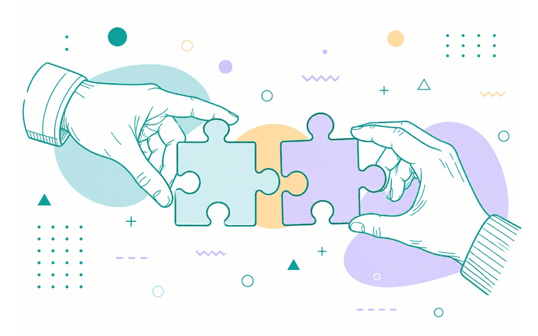 Two hands joining puzzle pieces, symbolising partnership