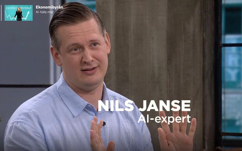 Nils Janse as AI expert on SVT Ekonomibyrån
