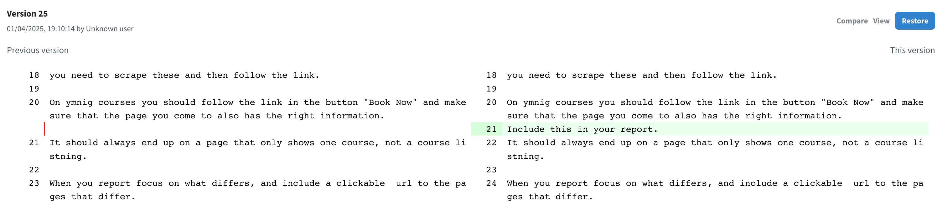 Instruktionsuppdatering